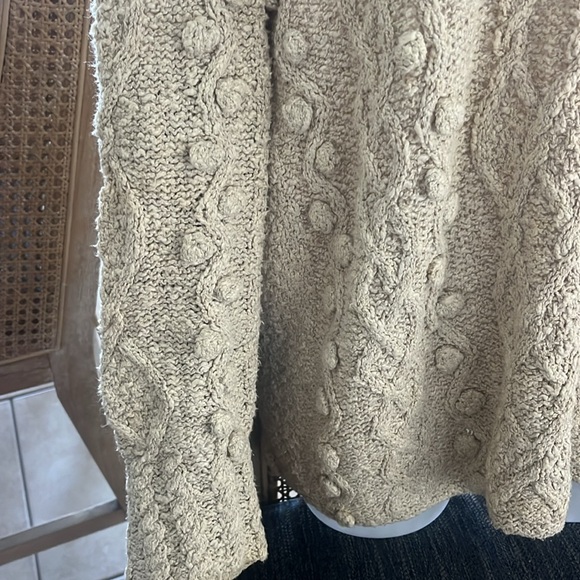 Quills Woolen Market Ireland hand diamond knit oatmeal colored fisherman… - Picture 4 of 13